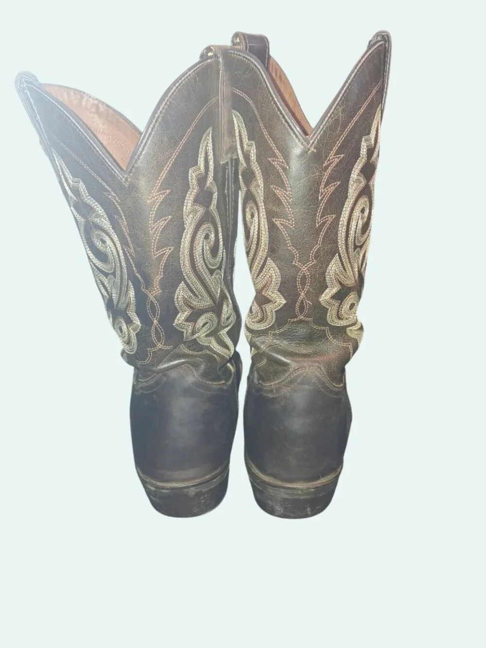 Mens Doble -D Brown Leather Western Cowboy Boots 11D Made In Mexico.*SH7